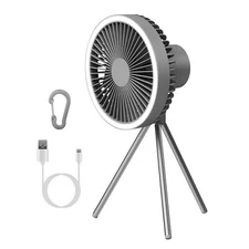 4000/10000mAh Camping Fan Battery Powered Office Tripod Fan w/ Lantern Portable