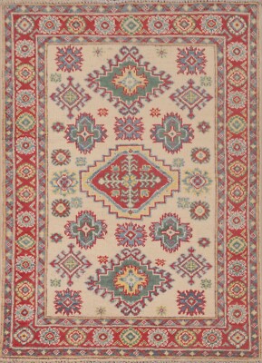 Ivory/ Red Indian Kazak Oriental Accent Rug 3'x4' Wool Hand-knotted Foyer Carpet