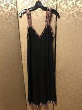 Oscar de la Renta Pink Label Black Floral Nightgown Size Large L