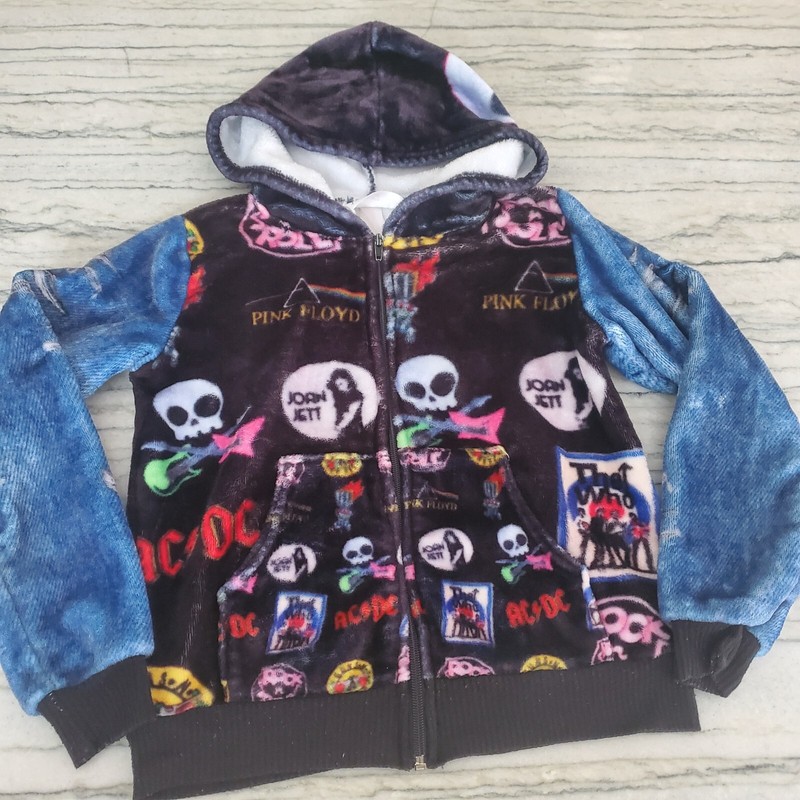 Penelope Wildberry Girls Rock and Roll Band Plush Zip- Up Hoodie Size 10