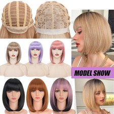 Women Natural Short Wig Curly / Straight Bob Hair Wavy Wigs Brown Cosplay Wigs