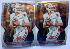 (2) Graham Mertz Silver Refractor RC 2022 Bowman Chrome U University #17 + Base