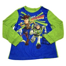 Disney Toy Story 4 Boys Size 8 Long Sleeve Pajama Top Snug Fit Blue/Green
