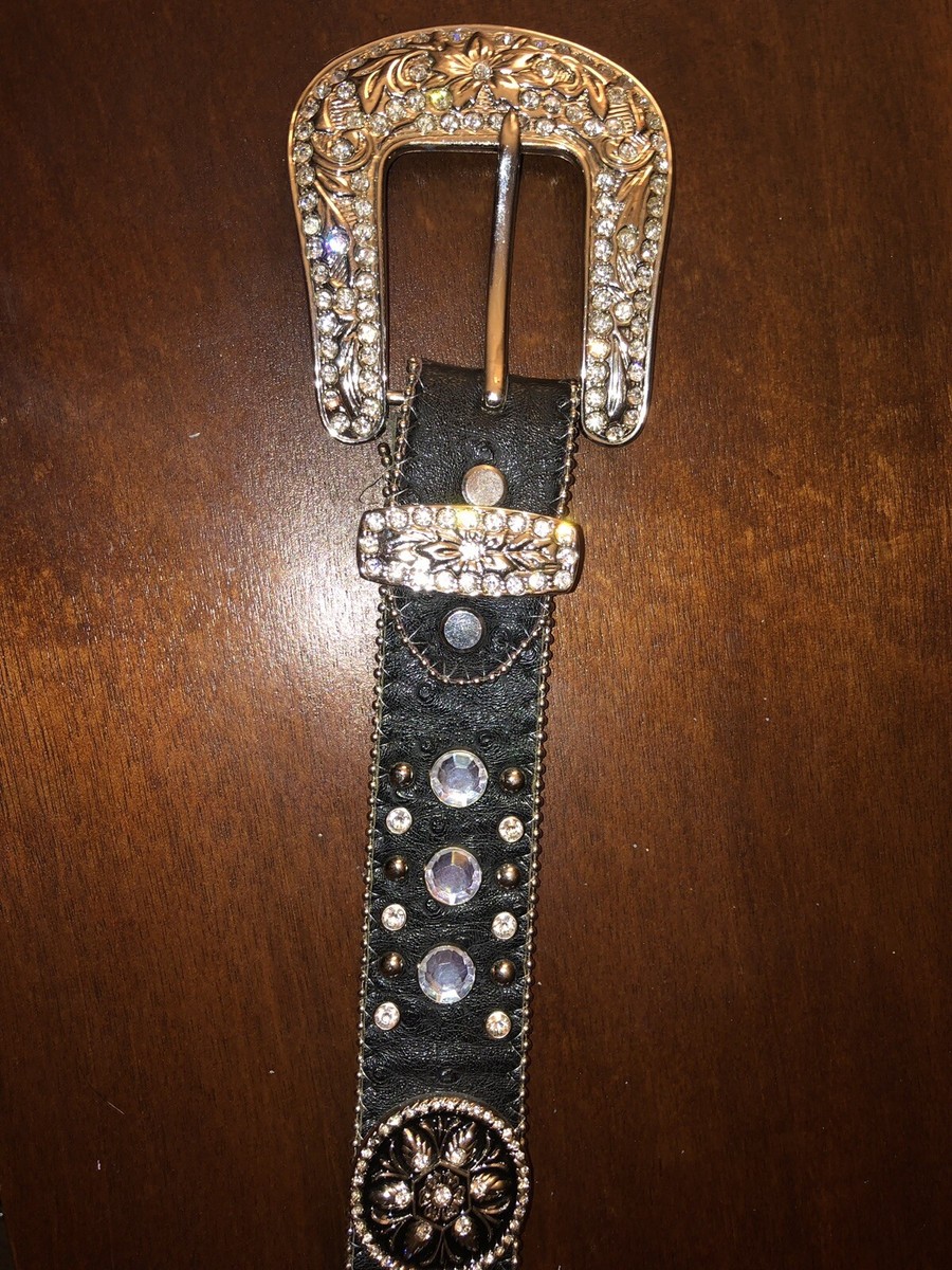 ATLAS--LG LADIES RHINESTONE RODEO STYLE BELT BLACK | eBay display picture 3