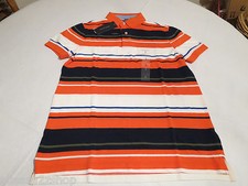 Mens Tommy Hilfiger Polo shirt S Stripe 7864747 Iced Papaya 870 Custom Fit NEW