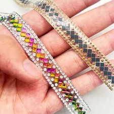 1x Sparkling Self-Adhesive/Hotfix Rhinestone Ribbon Tape DIY Craft Decal Glitter