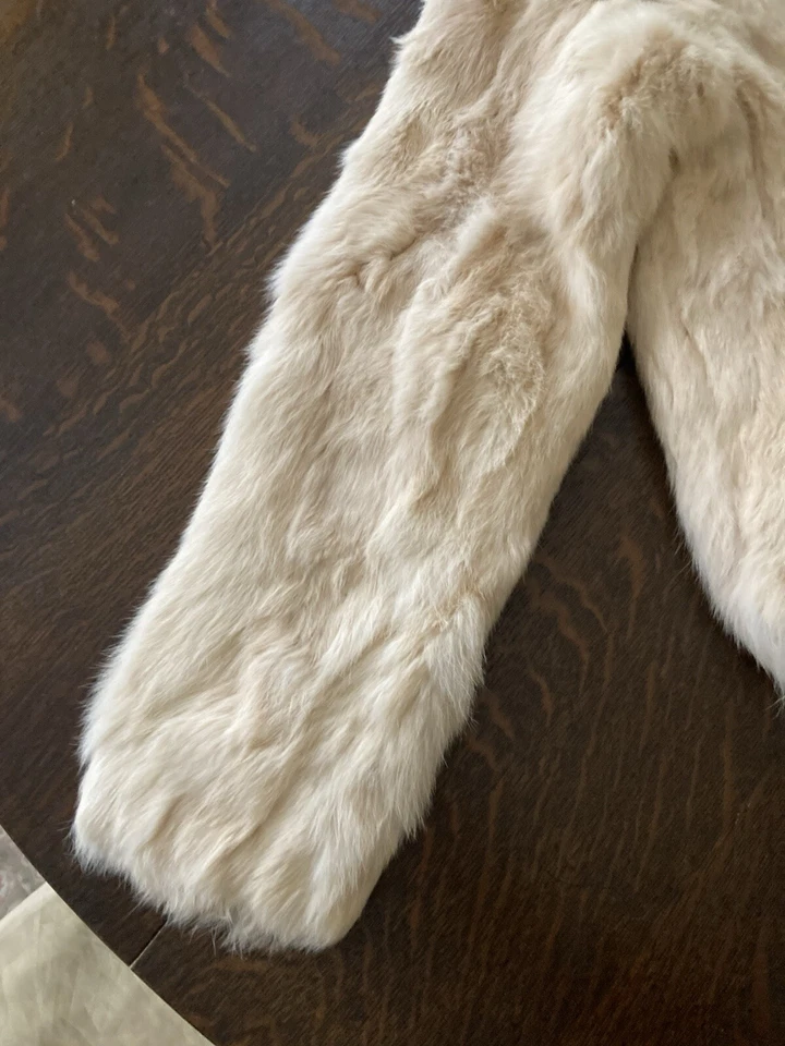 Jaqueta de pele de coelho italiana anos 90/Y2K com zíper, bronzeada, tamanho 12 para meninas, Bomb Boogi - Imagem 4 de 4