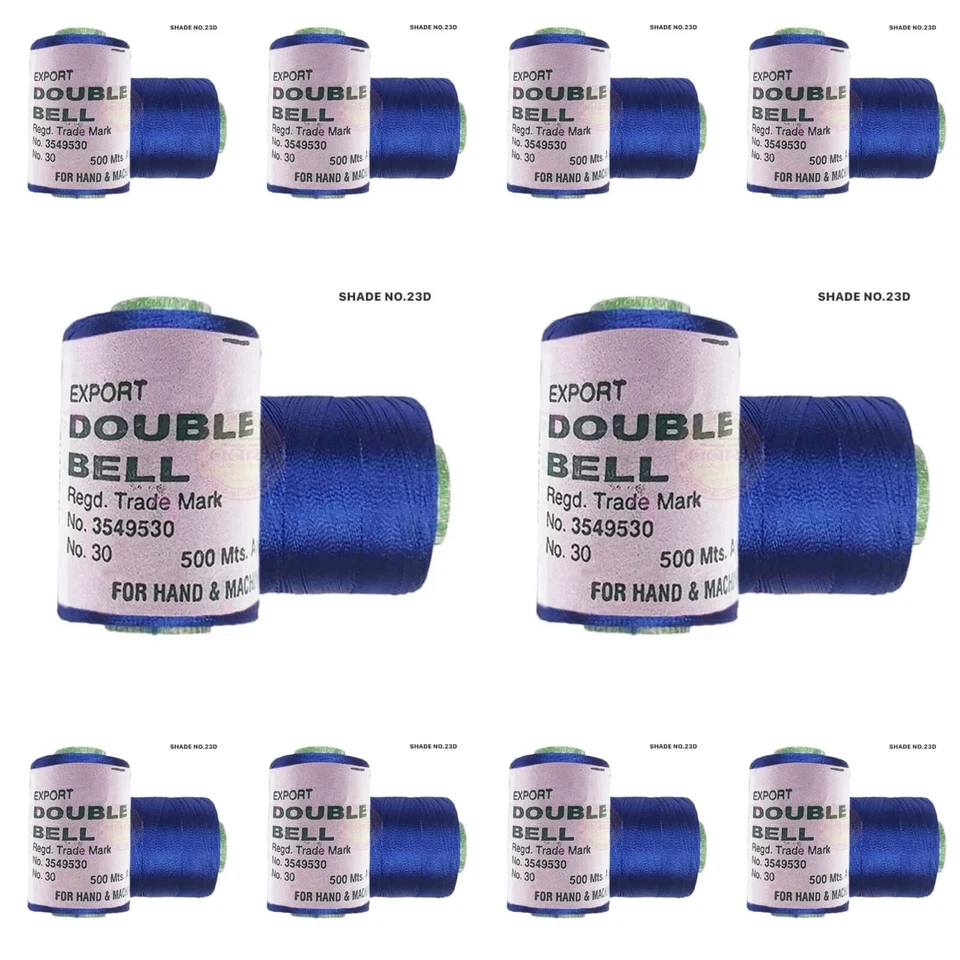 10X Double Bell Viscose Rayon Thread for Embroidery Color Dark Blue Shade No.23D - Image 2 of 3