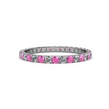 TriJewels Pink Sapphire and Diamond Eternity Ring 7/8 ctw in 14K Gold JP:134791