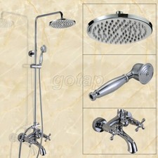Bathroom Chrome 8' Rainfall Shower Head Hand Held Spray Tub Mixer Faucet Set
