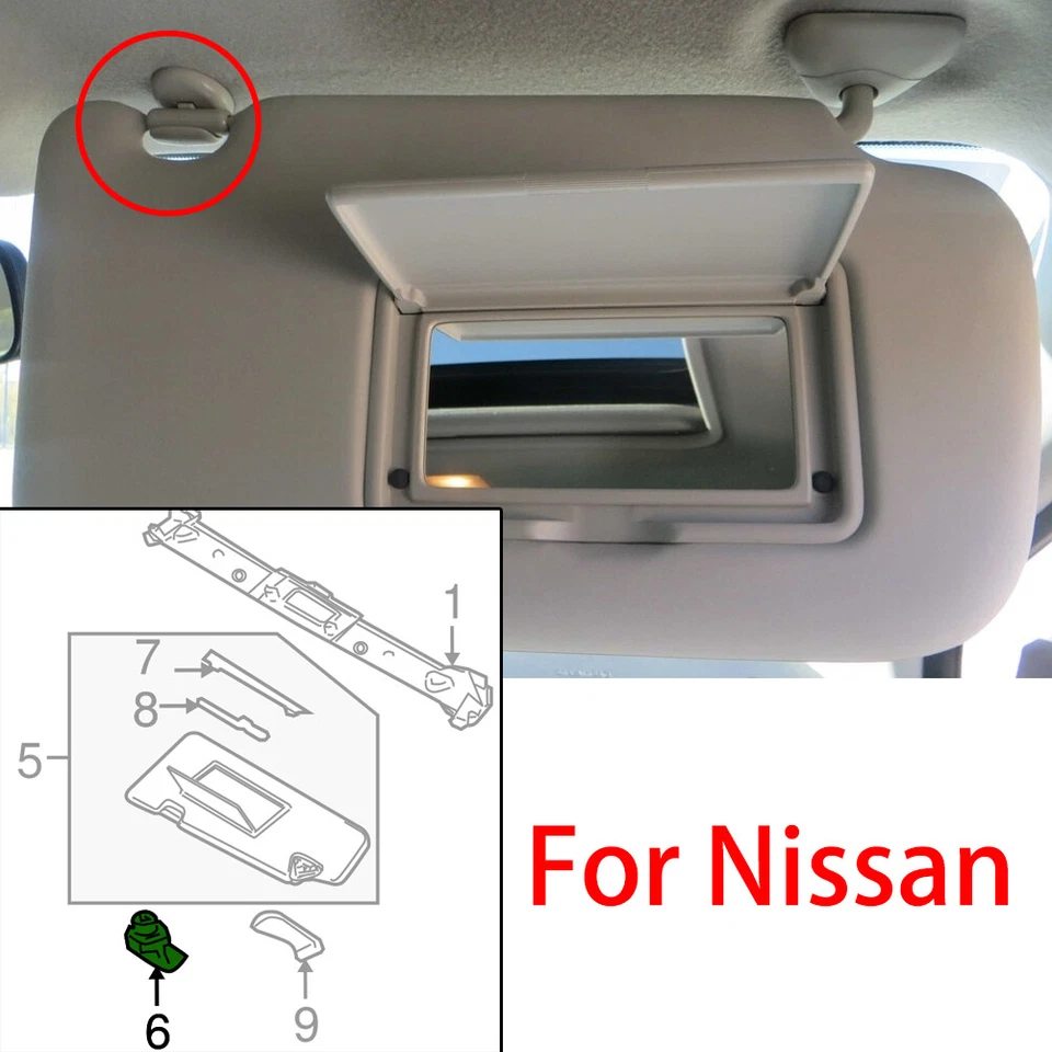 2X Soporte de clips para parasol de coche para Nissan Juke F15 X-Trail T30 Almera Note Leaf Foto 3 de 4