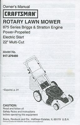 Sears Craftsman Rotary Lawn Mower Owner's Manual model 917.376480 | eBay