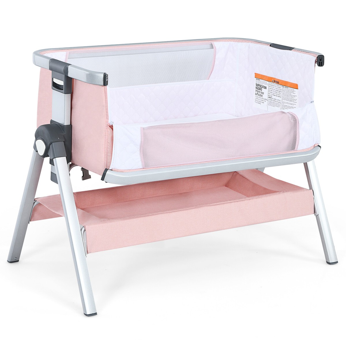 Babyjoy Baby Bassinet Bedside Sleeper w/Storage Basket Wheel for