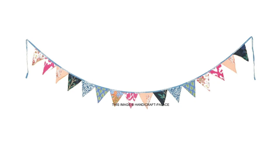 Banderas de tela coloridas florales de 3 M banderín boda fiesta decoración del hogar Foto 2 de 3