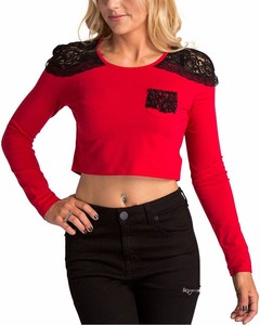 long sleeve crop top graphic tee