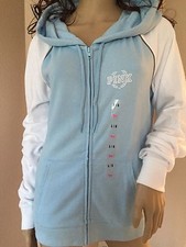 Victorias's Secret PINK Perfect Full Zip Hoodie Large BLUE Jacket White