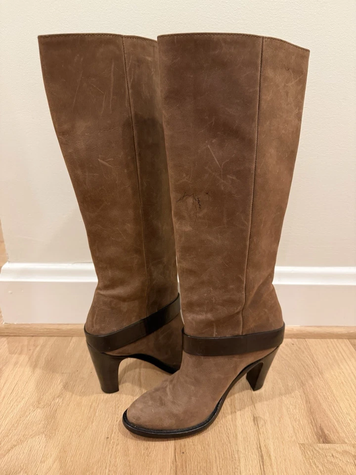 $498 COLE HAAN Air Tantivy Tall Brown Leather Knee High Boots WOMENS 9 Heels - Image 2 of 4