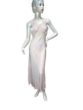 1930s/40s pink rayon nightgown with lace inserts Size S/M