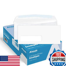 Aimoh 10 Single Left Window Envelopes Gummed Closure Size 4 1/8x9 1/2 Inches 24