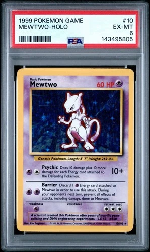 1999 POKEMON GAME #10 MEWTWO-HOLO PSA 6
