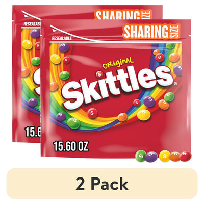 (2 pack) Skittles Original Chewy Candy Sharing Size, 15.6 oz Bag..
