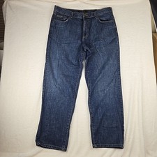 Calvin Klein Mens Standard Straight Leg Blue Denim Jeans 38x32 Medium Wash