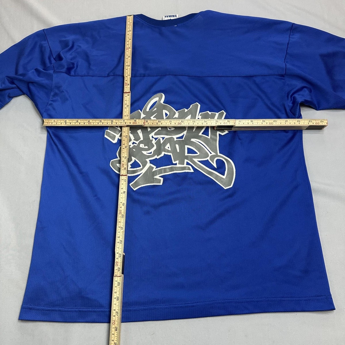 Vintage Tribal Gear Streetwear Shirt Mens S/M Blue Nylon Graffiti