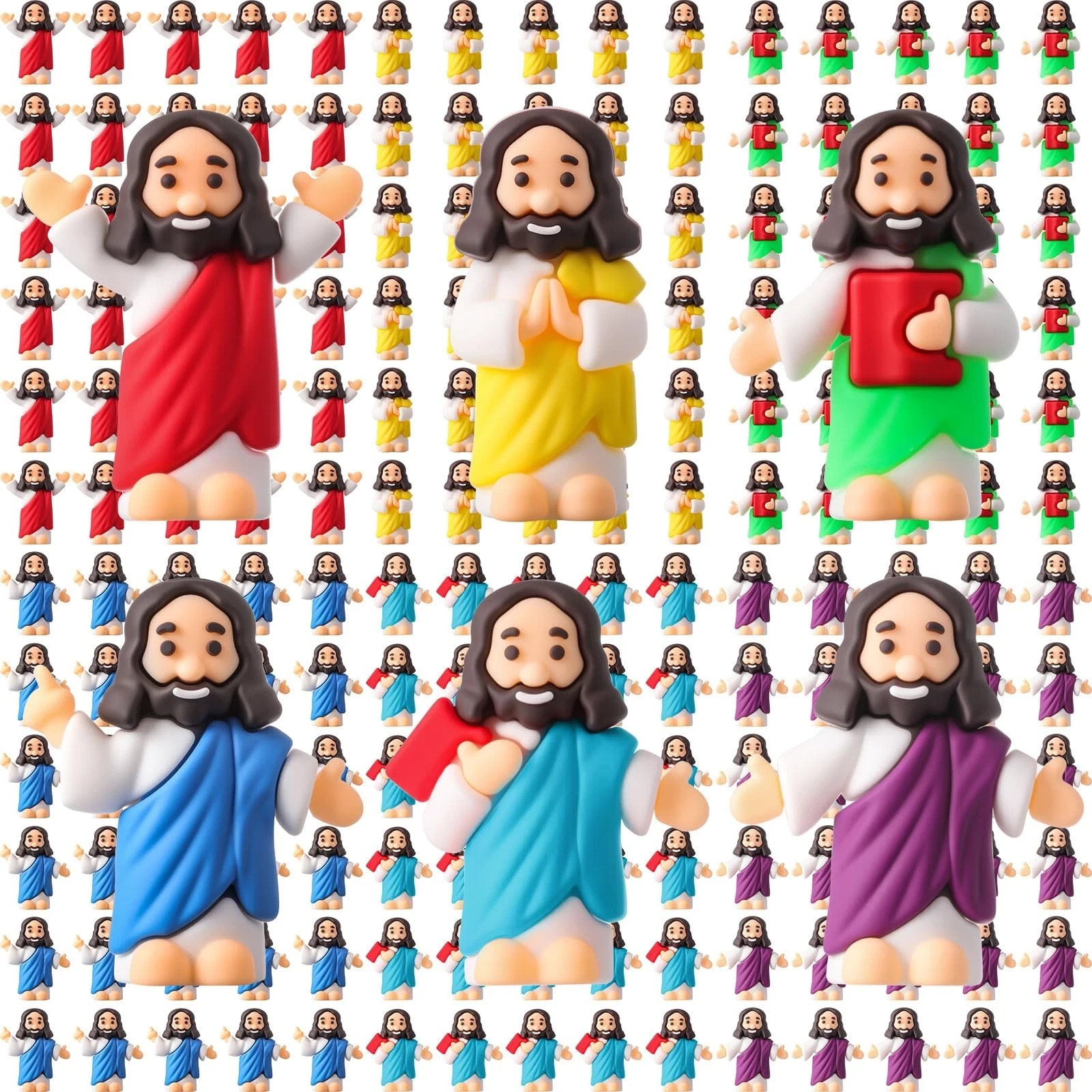Little Jesus Figures Mini Figurines to Hide Small Rubber Jesus Toys 6 Styles ...