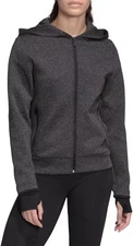 adidas Versatility Women's Full Zip Hoodie FL4214 - L, Black Melange, Q1(C603T)