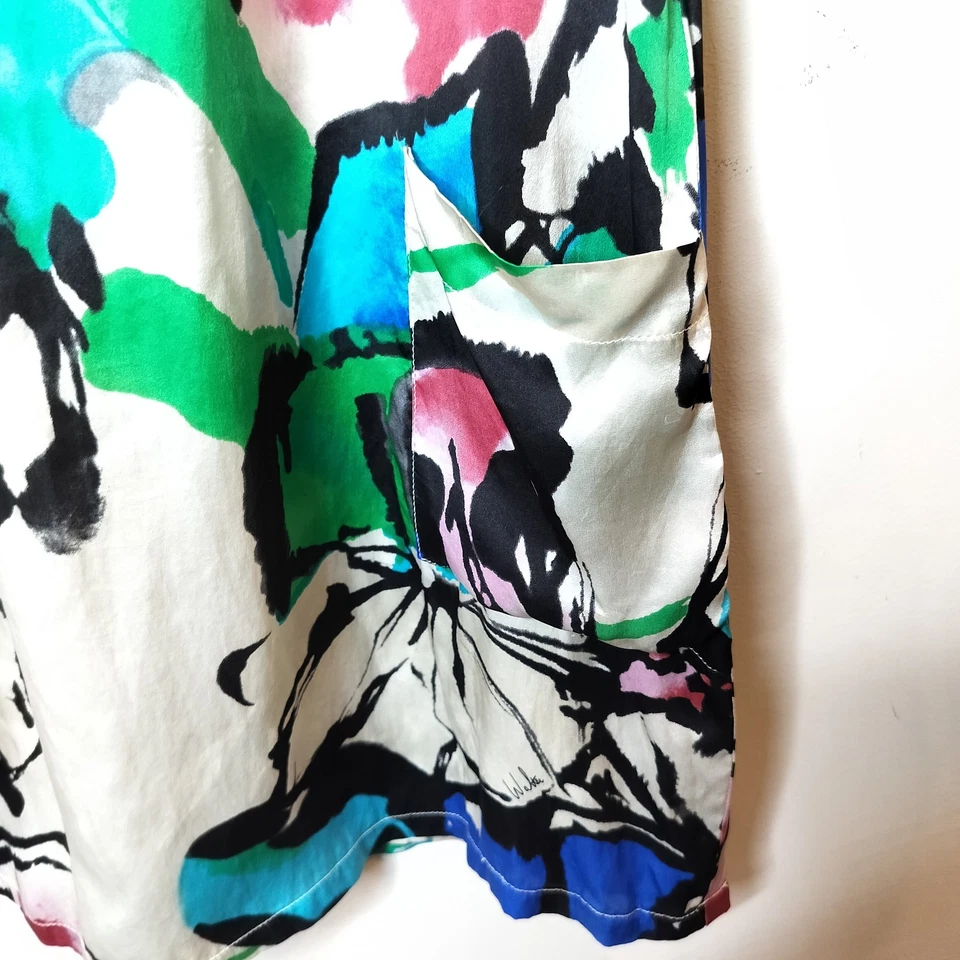 Vestido floral de seda Walter talla 8 para mujer manga corta mini retazos estampado mixto Foto 4 de 4