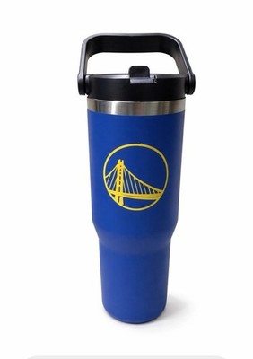 FOCO Golden State Warriors NBA 30 oz Solid Tumbler with Straw 