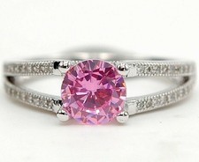 Treated Pink Sapphire Topaz 925 Solid Sterling Silver Ring Sz 6 UB4-3