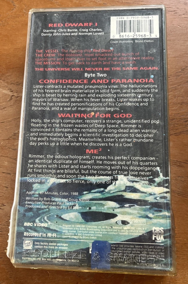 Red Dwarf I Confidence & Paranoia Byte Two (VHS, 1988, BBC)  - Image 2 of 3