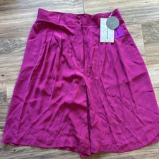 VINTAGE LIZ CLAIBORNE 100 SILK Pink Magenta PLEATED SHORTS Sz. 14 New With Tags