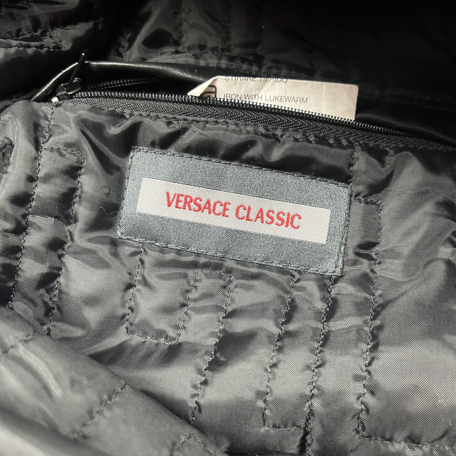 Versace Classic Coat Button Jacket Nylon Black Po… - image 11