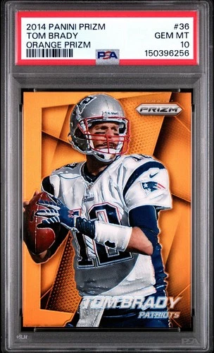 2014 PANINI PRIZM 36 TOM BRADY ORANGE PRIZM PSA 10