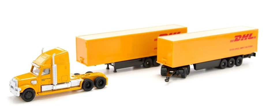 SIKU, Camion 6x4 avec remorque 3 Essieux et remorque 2+3 Essieux DHL, échelle... - Photo 3/4