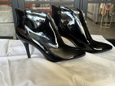 Black Patent Ankle Boots Front Sip Size 7
