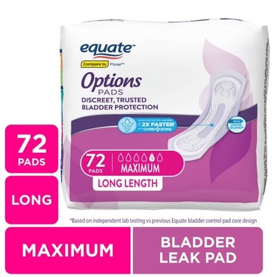 Options Women's Incontinence Pads, Maximum Absorbency, Long Length