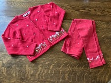 Y2K Gymboree 2001 Valentine s Day red leggings cardigan sweater 5 5T comb ship