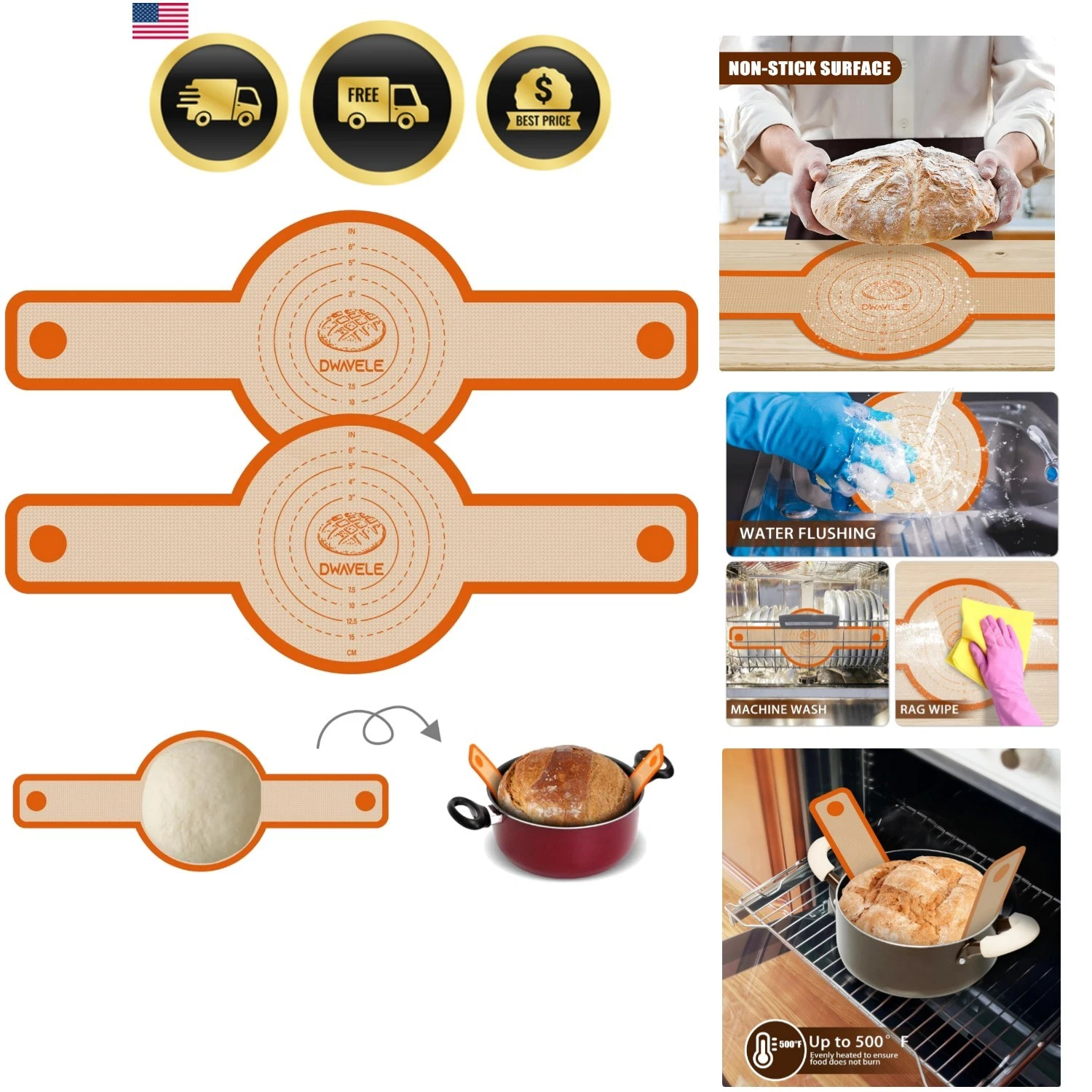 Silicone Bread Sling for Dutch Oven, Non-Stick & Easy to Clean Baking Mat Set...
Opens in a new wind