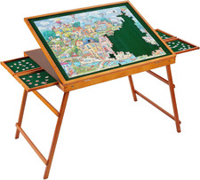 1500 Piece Wooden Jigsaw Puzzle Table with Drawers and Cover, Adjustable Puzzle