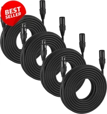 25ft DMX Cable 3 Pin XLR Male to Female Stage Lighting DJ 110 Ohms 4 Pack US