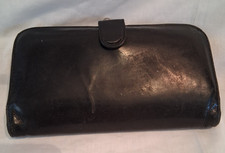 Coach Black Leather Bifold Wallet Change Purse w Kiss Lock See Photos  Descript