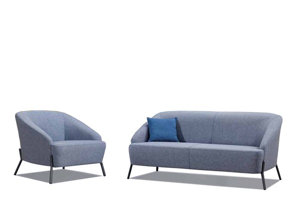 Graue Polstergarnitur Moderne Wohnzimmer 2-Sitzer Couch Edler Sessel-image