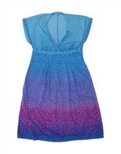 VINTAGE Womens A-Line Dress UK 10 Small Blue Floral AY13