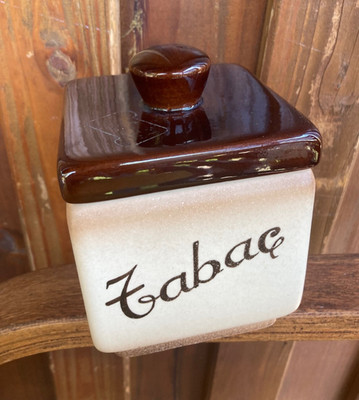 Keramik Tabaktopf quadratisch mit luftdichtem Deckel Retro Stil Vintage