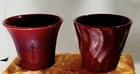 Bauer Spanish & Swirl Planters 3.75" H   Maroon Burgandy Pair Not Drilled