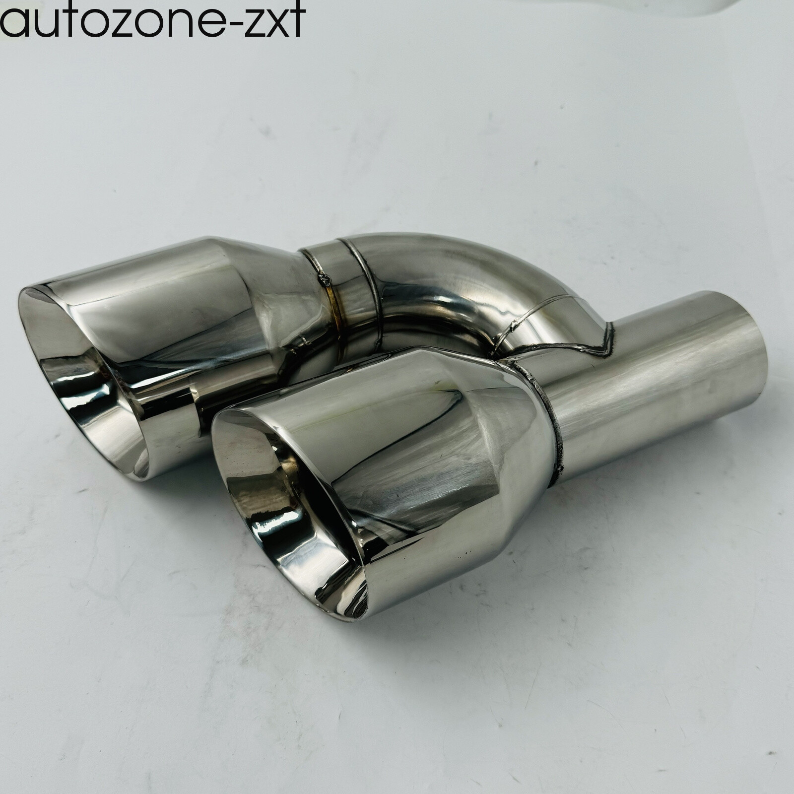 2PCS Offset 2.5" In Quad 4" Out Dual Wall Exhaust Tips Stainless Steel Slant Cut