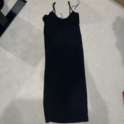 Zara Ribbed Tank Dress Sz Large Fitted Cotton Blend Black Long | eBay Zara Ribbed Tank Dress Sz Large Fitted Cotton Blend Black Long | eBay